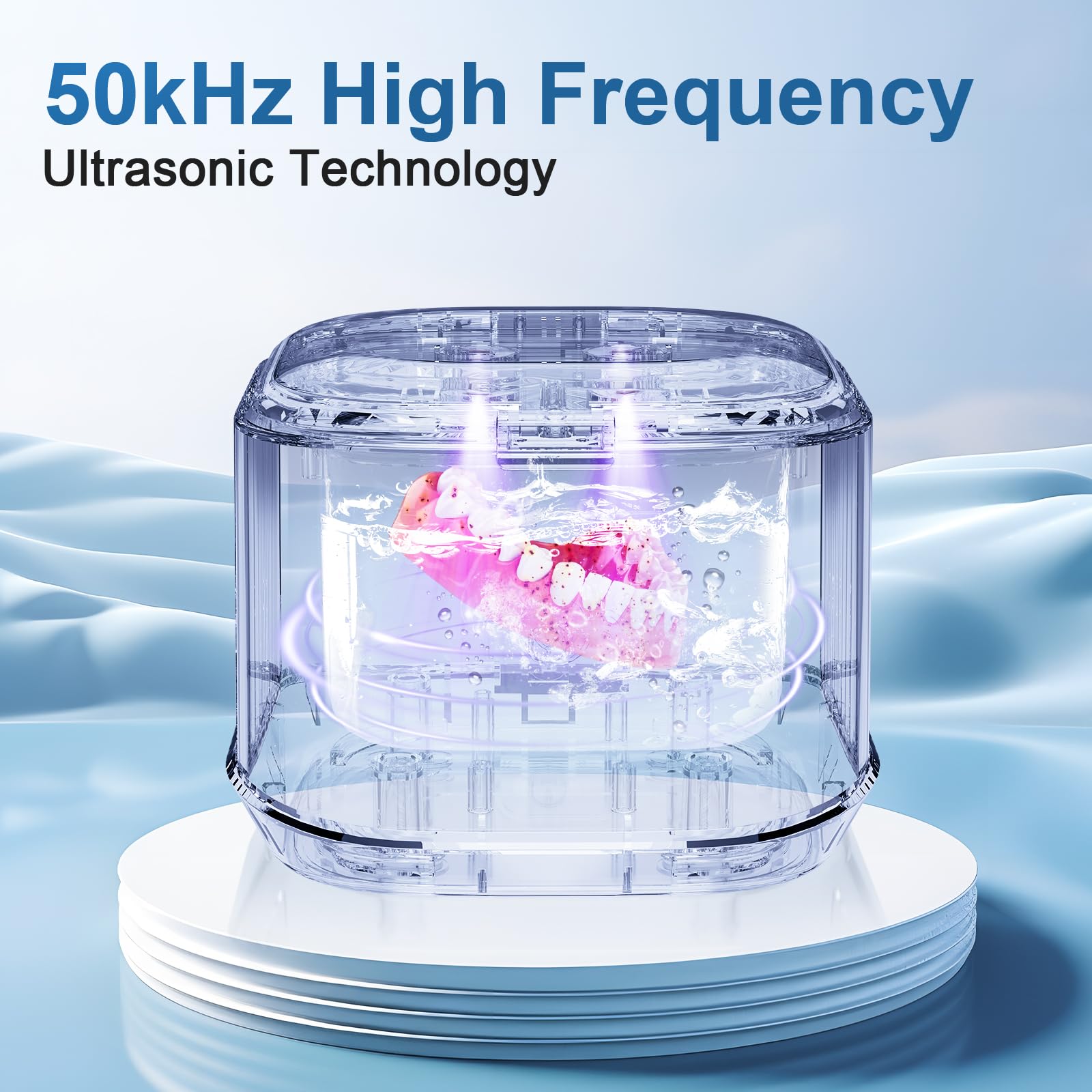 50kHz Ultrasonic Retainer Cleaner – 300mL Dental Cleaner for Aligners & Braces