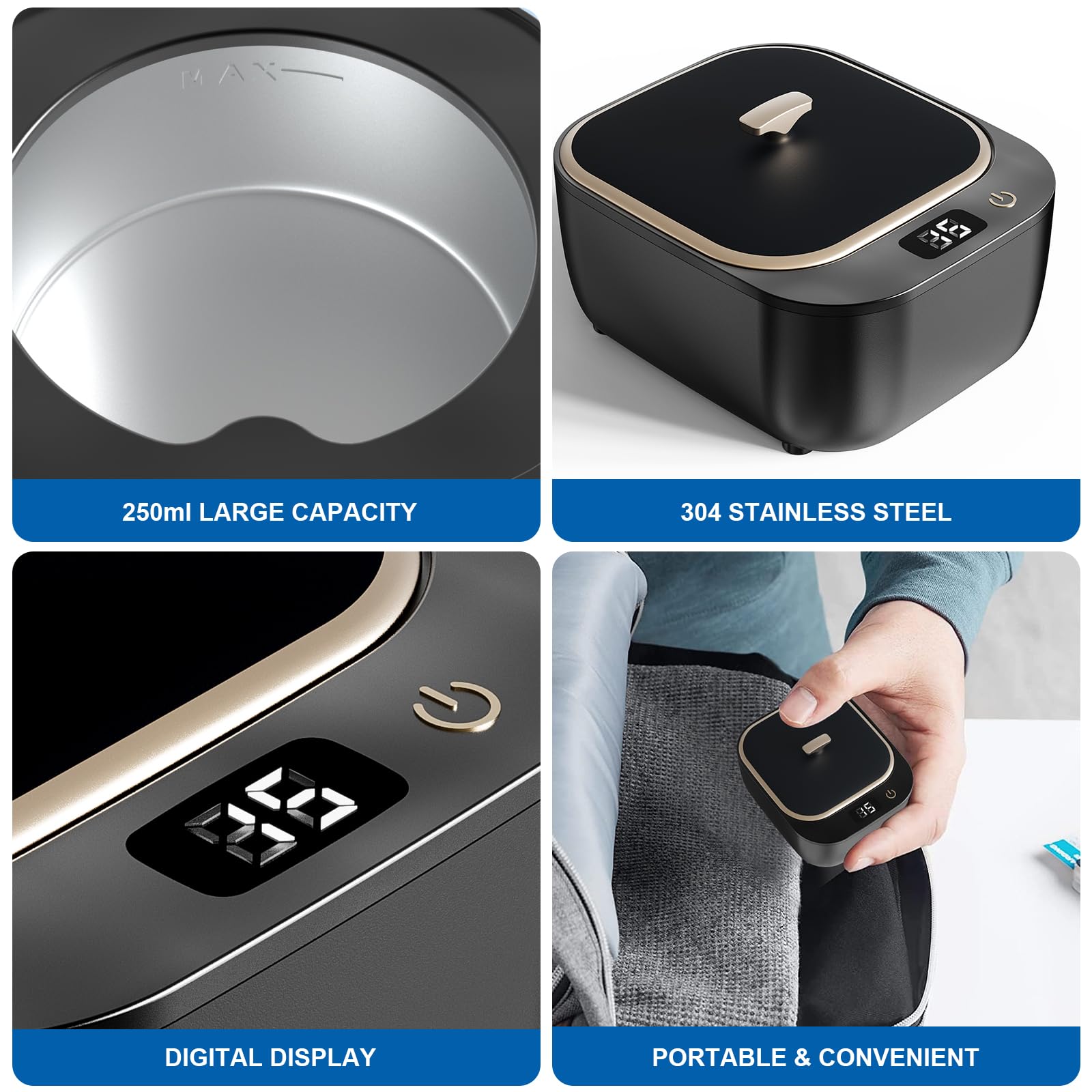 Ultrasonic Retainer Cleaner Machine - 43000Hz Ultrasonic Cleaner for Retainers, Aligners, Dentures, Mouth Guards
