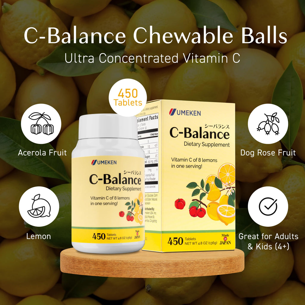 Umeken C-Balance Chewable Vitamin C – Acerola & Lemon, 136g (3 Months)