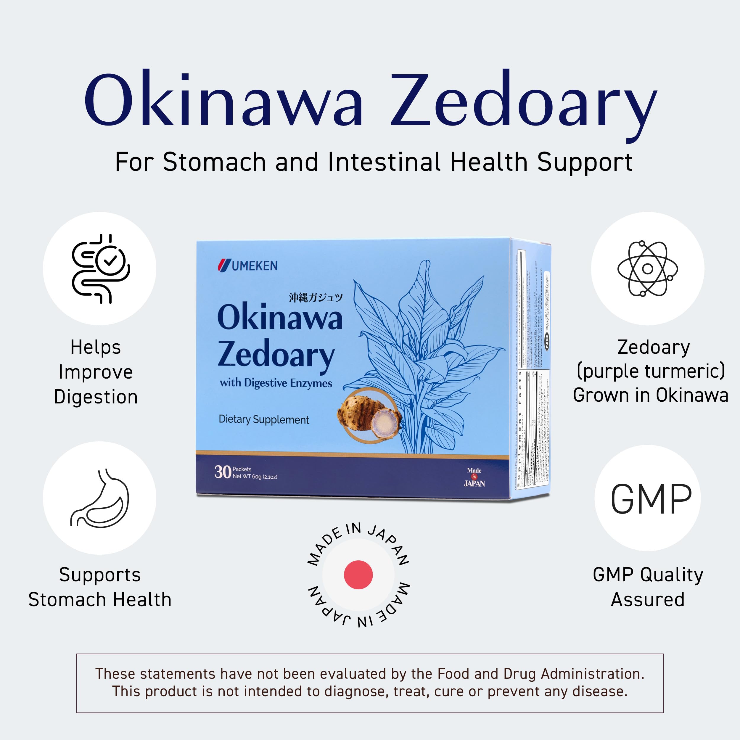 Umeken Okinawa Zedoary with Digestive Enzymes, 30 Count, Pack of 1