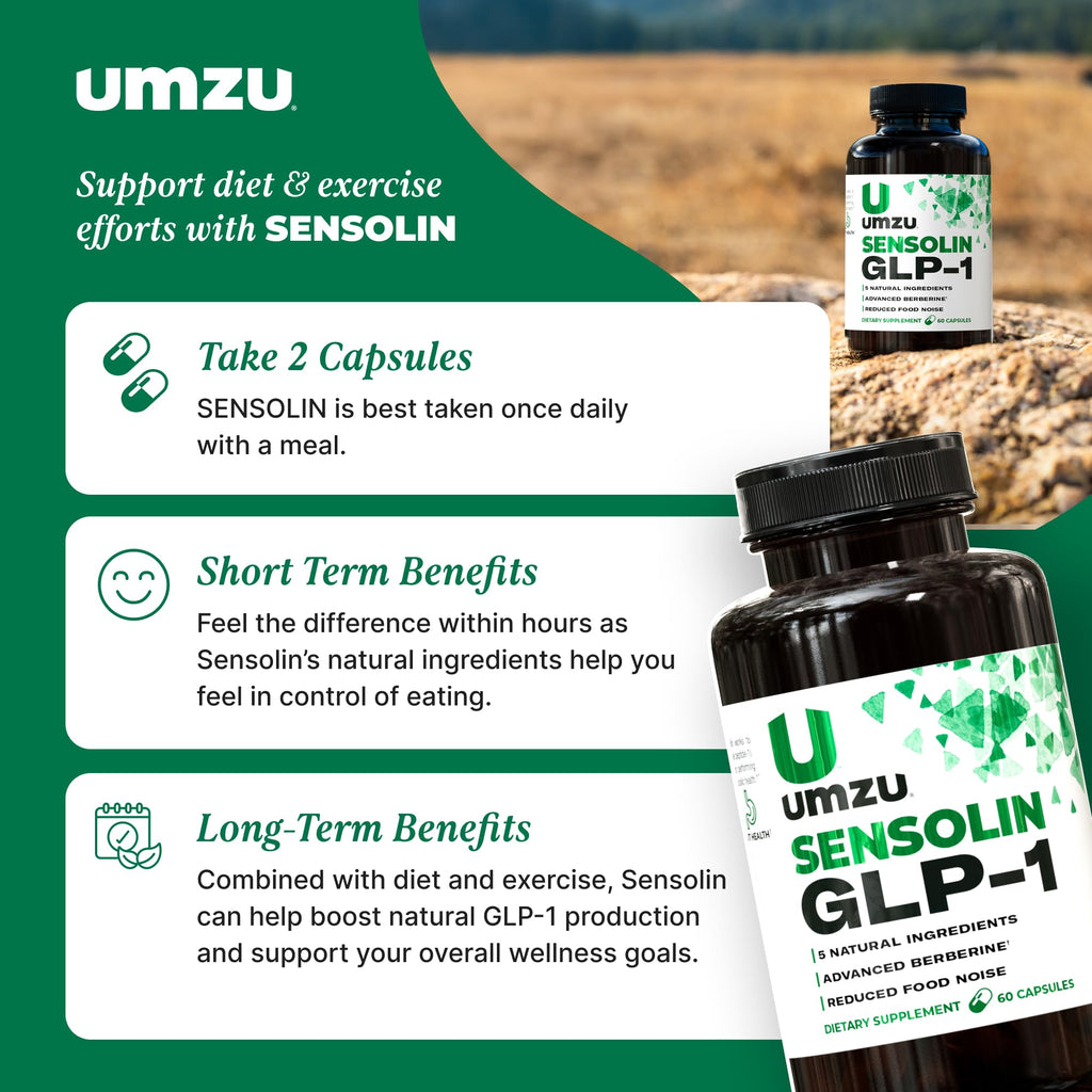 UMZU Sensolin GLP-1 Support Supplement – 30 Day Supply with Dihydroberberine, Cinnamon, Chromium & Biotin