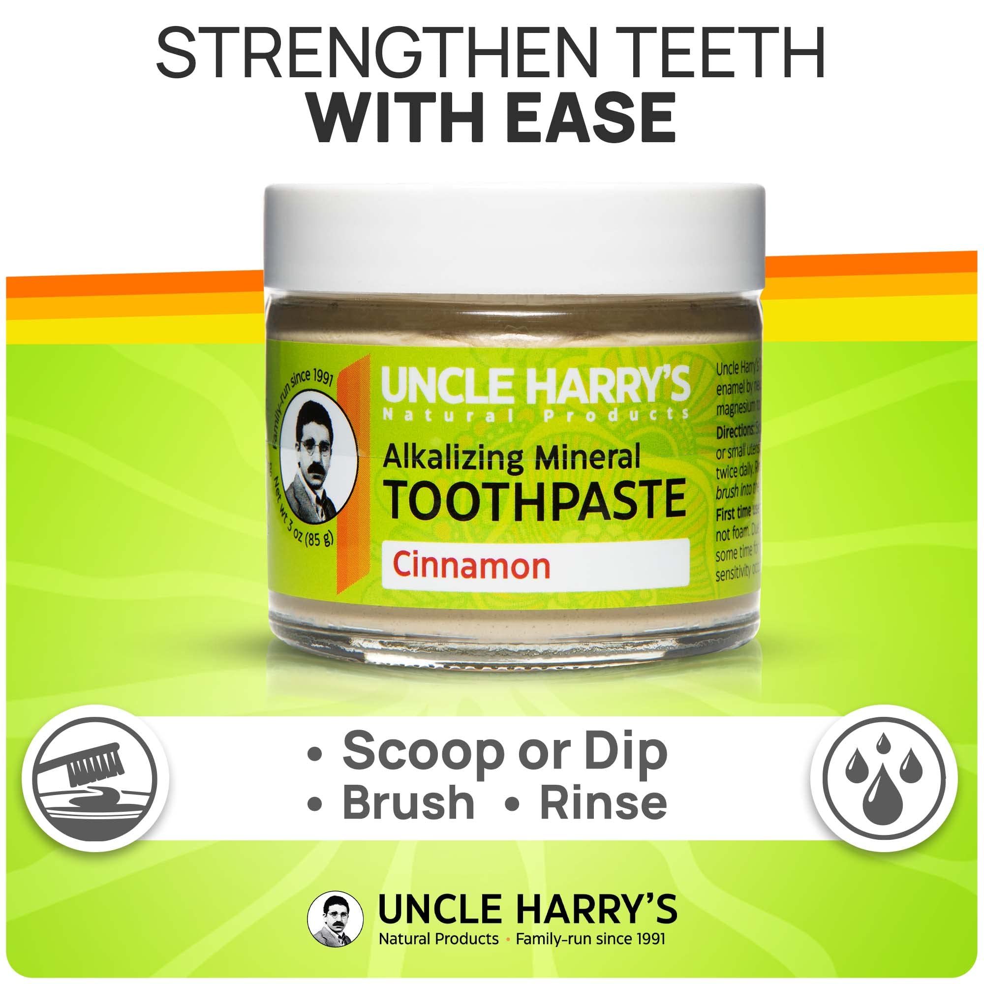 Uncle Harry's Cinnamon Remineralizing Toothpaste – Natural Whitening, Vegan, Fluoride-Free 4 Pack