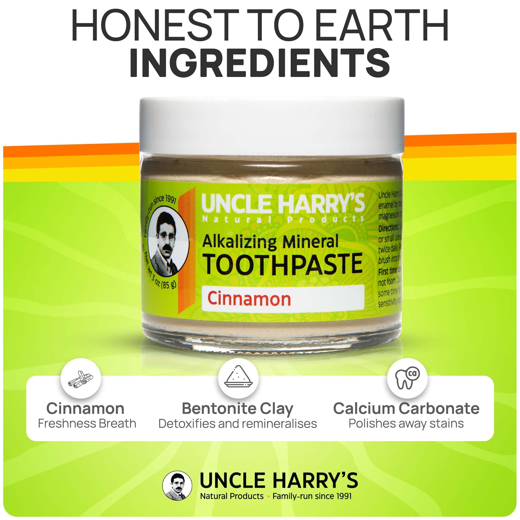 Uncle Harry's Cinnamon Remineralizing Toothpaste – Natural Whitening, Vegan, Fluoride-Free 4 Pack