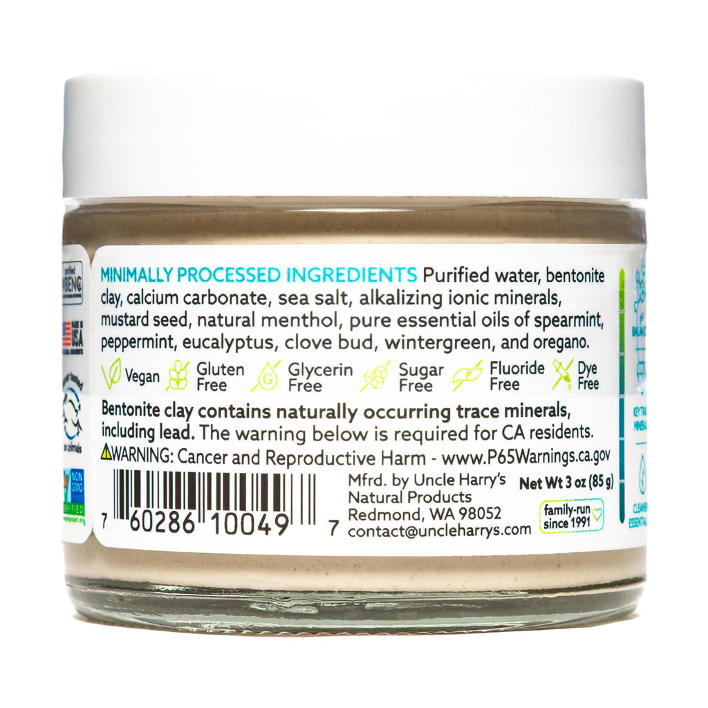 Uncle Harry's Mild Mint Remineralizing Toothpaste - Natural Whitening, Fresh Breath, Enamel Support | Vegan, Fluoride Free, 3 Oz (4 Pack)