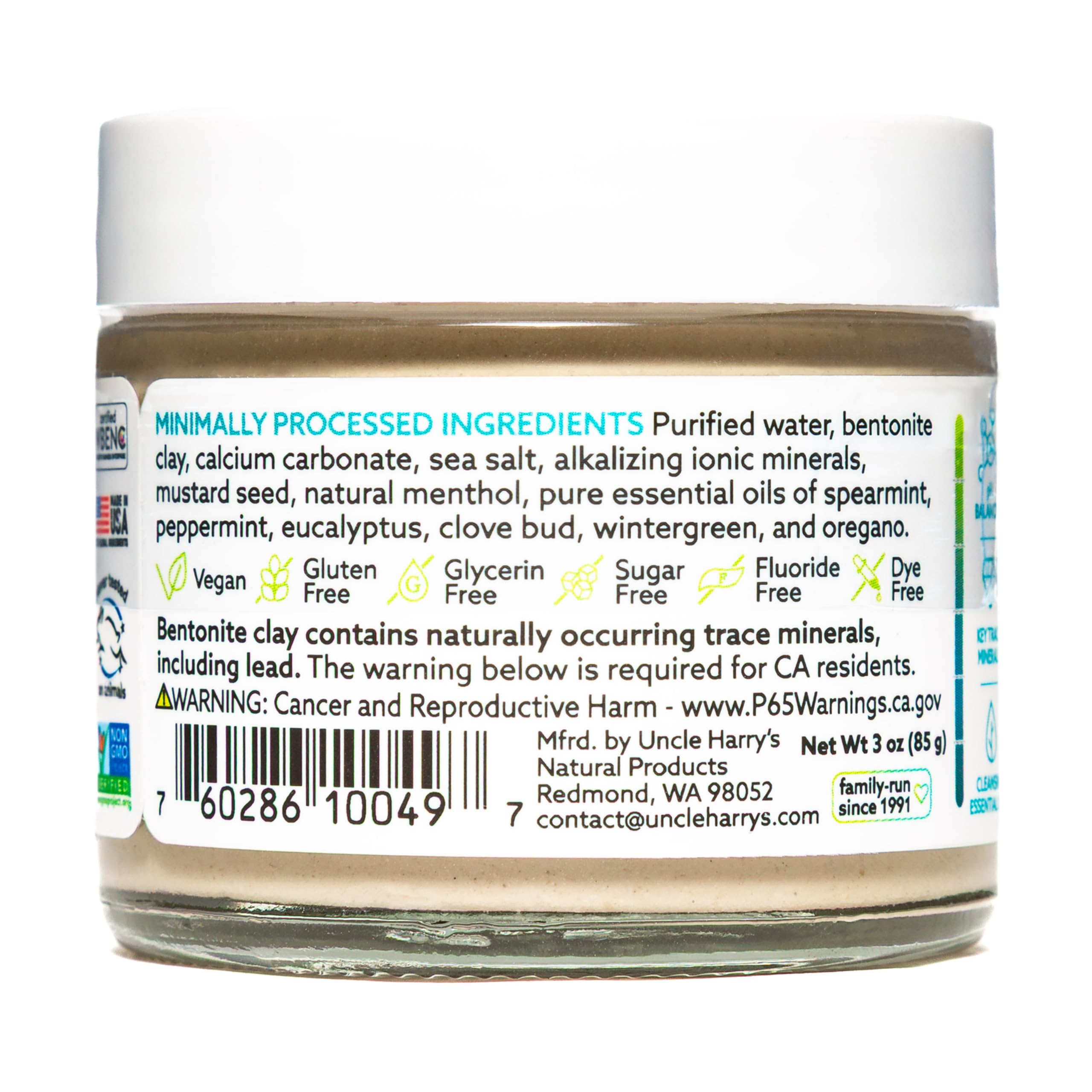Uncle Harry's Mild Mint Remineralizing Toothpaste - Natural Whitening, Fresh Breath, Enamel Support | Vegan, Fluoride Free, 3 Oz (4 Pack)