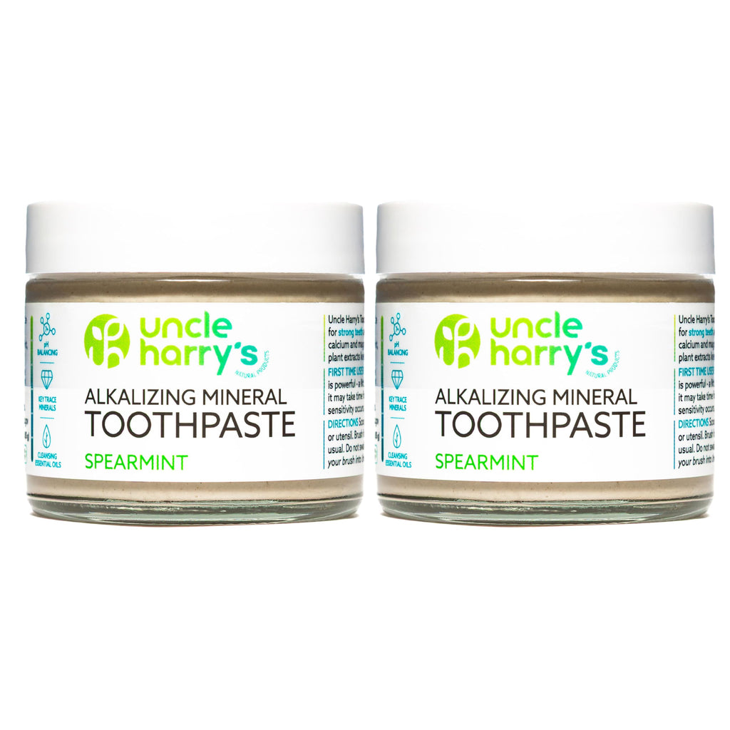 Uncle Harry's Spearmint Remineralizing Toothpaste - Natural Whitening, Vegan, Fluoride Free | 2 Pack