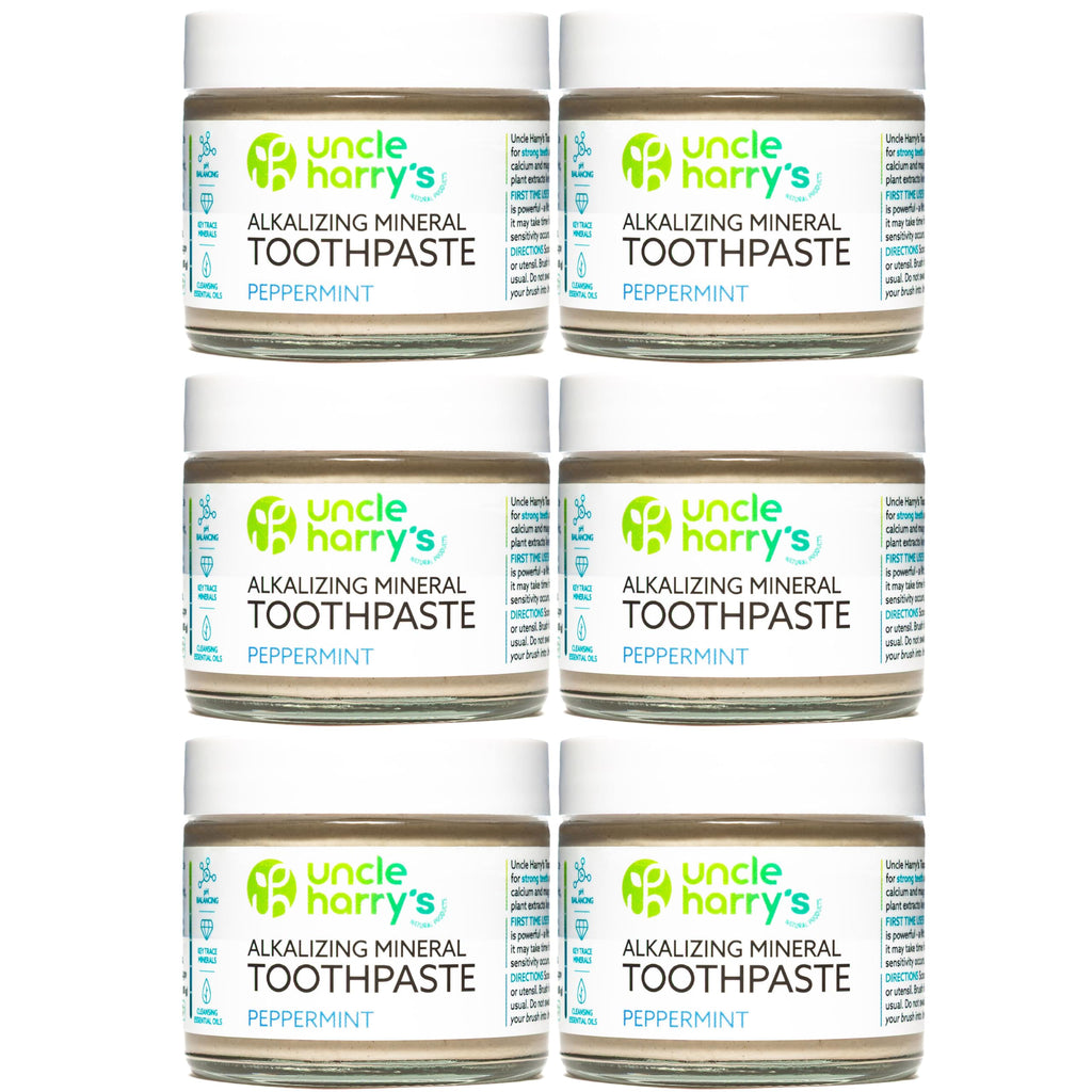 Uncle Harry's Fluoride-Free Remineralizing Toothpaste – Peppermint, 3oz (Pack of 6)