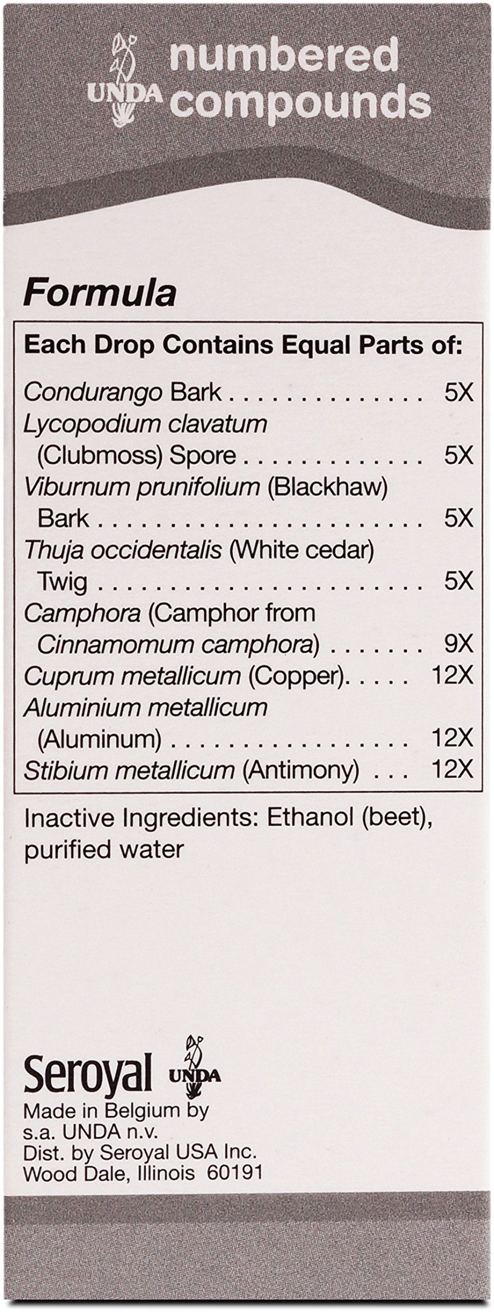 UNDA 18 Numbered Compounds | Homeopathic Preparation | 0.7 fl. oz.