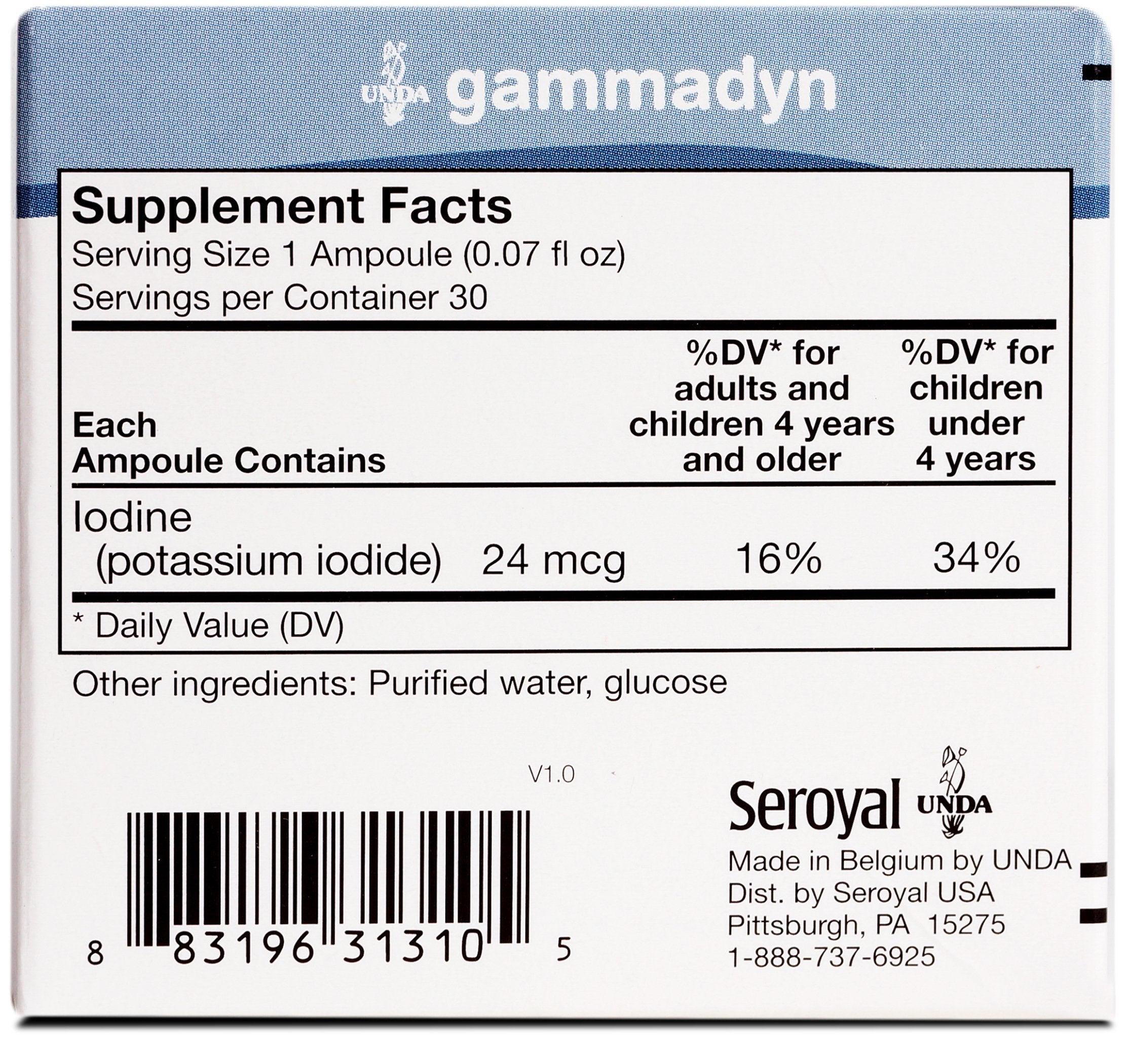 UNDA GAMMADYN I | Iodine Oligo-Element Supplement | 30 Ampoules