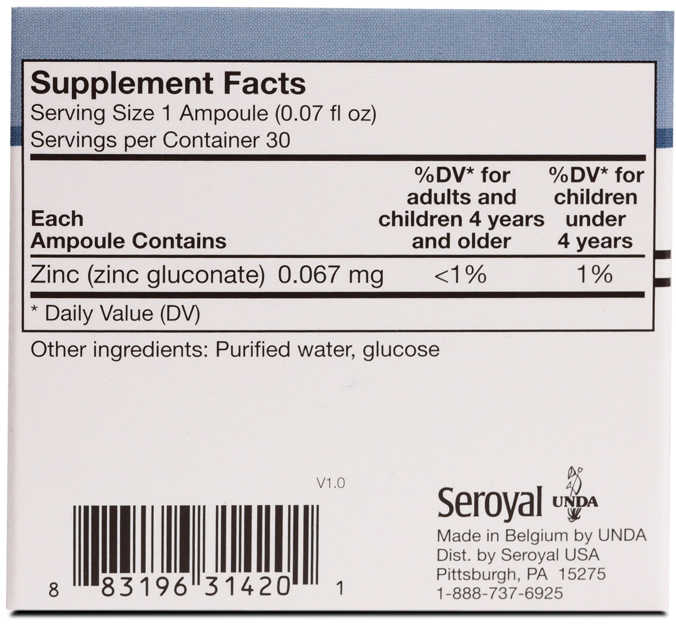 UNDA GAMMADYN Zn | Zinc Oligo-Element Supplement | 30 Ampoules