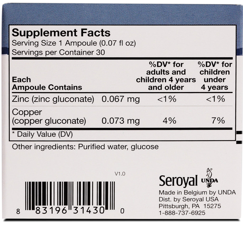 UNDA Gammadyn Zn-Cu Oligo-Element Supplement – 30 Ampoules | Zinc & Copper