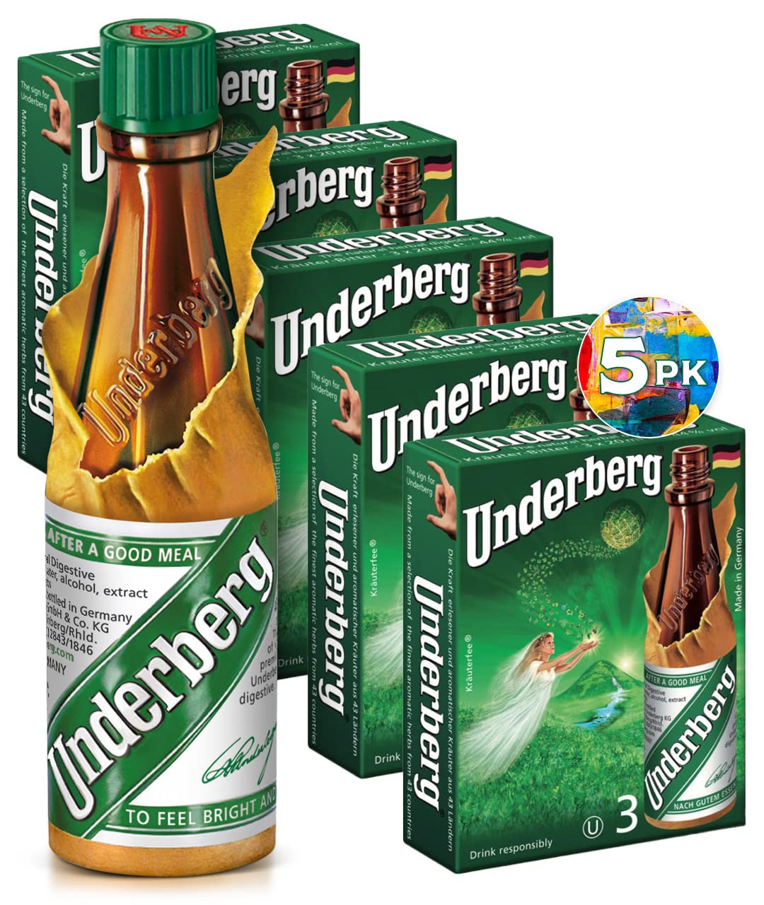 Underberg Natural Herb Bitters, 2-Ounce (Pack of 5) – Digestive Bitters