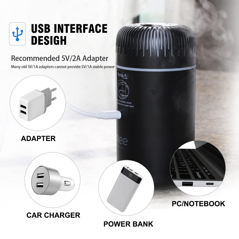 Unee Car Diffuser – 100ml USB Mini Aromatherapy & Humidifier, Car Air Freshener (Black)