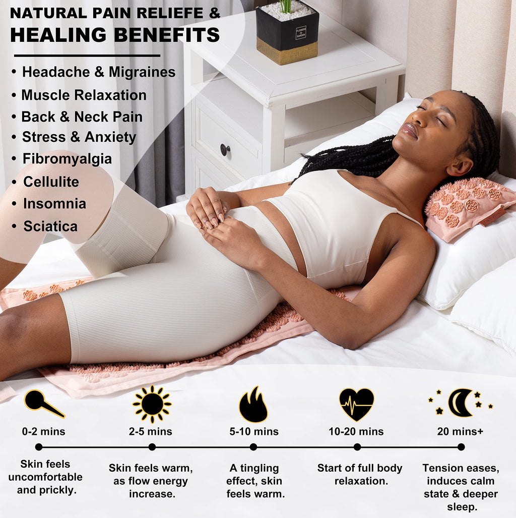 UNMERA Acupressure Mat & Pillow Set – Linen & Coconut Fiber Pain Relief