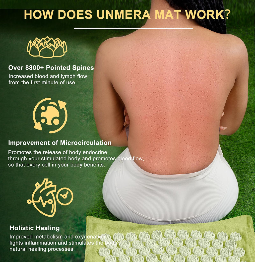 UNMERA Acupressure Mat & Pillow Set – Natural Linen & Coconut Fiber