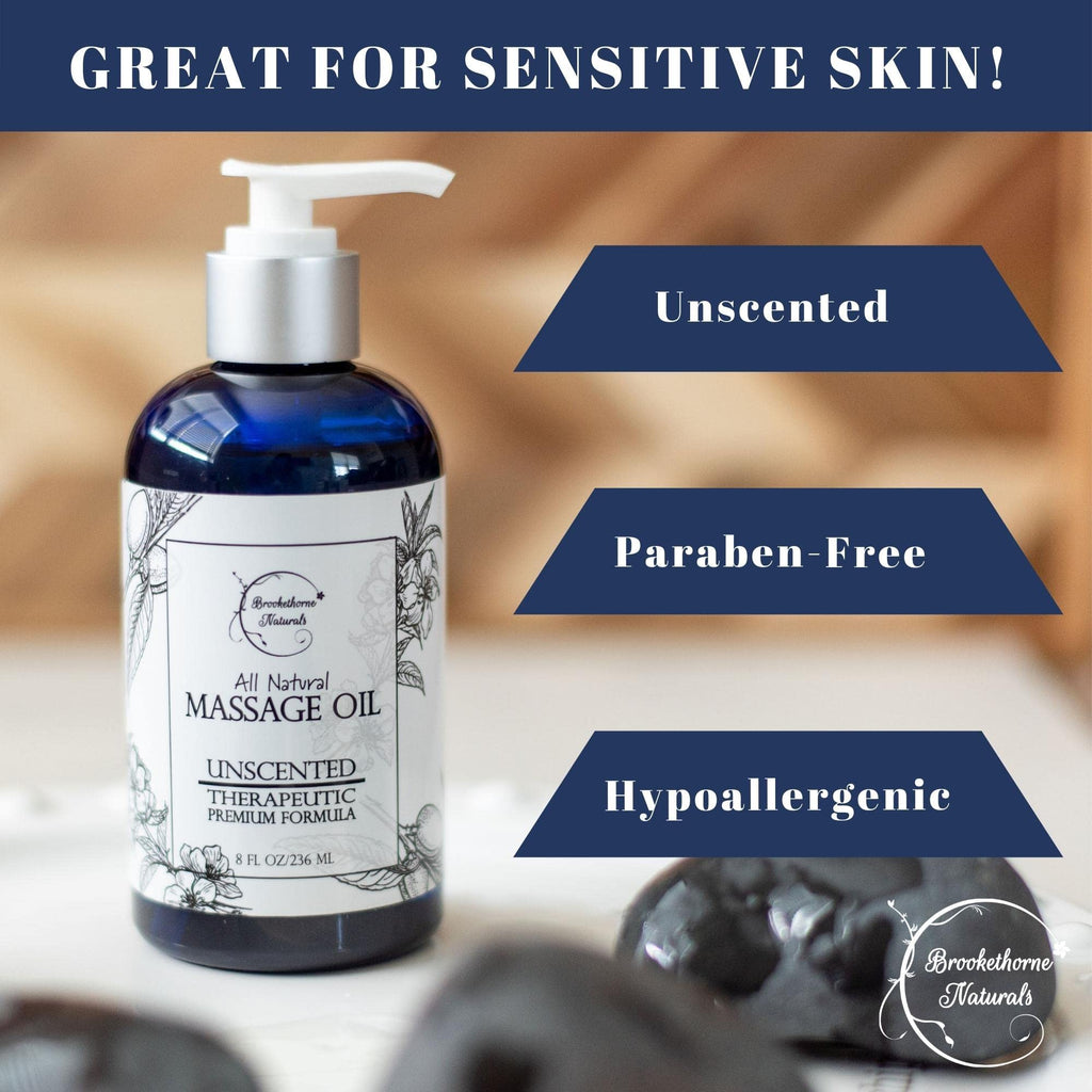 Unscented Massage Oil – 100% Natural Carrier Blend (Sweet Almond, Grapeseed & Jojoba) | Brookethorne Naturals