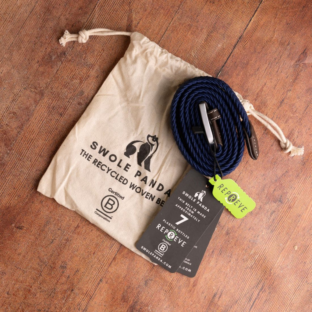 Woven Belt - Navy / Beige Zigzag