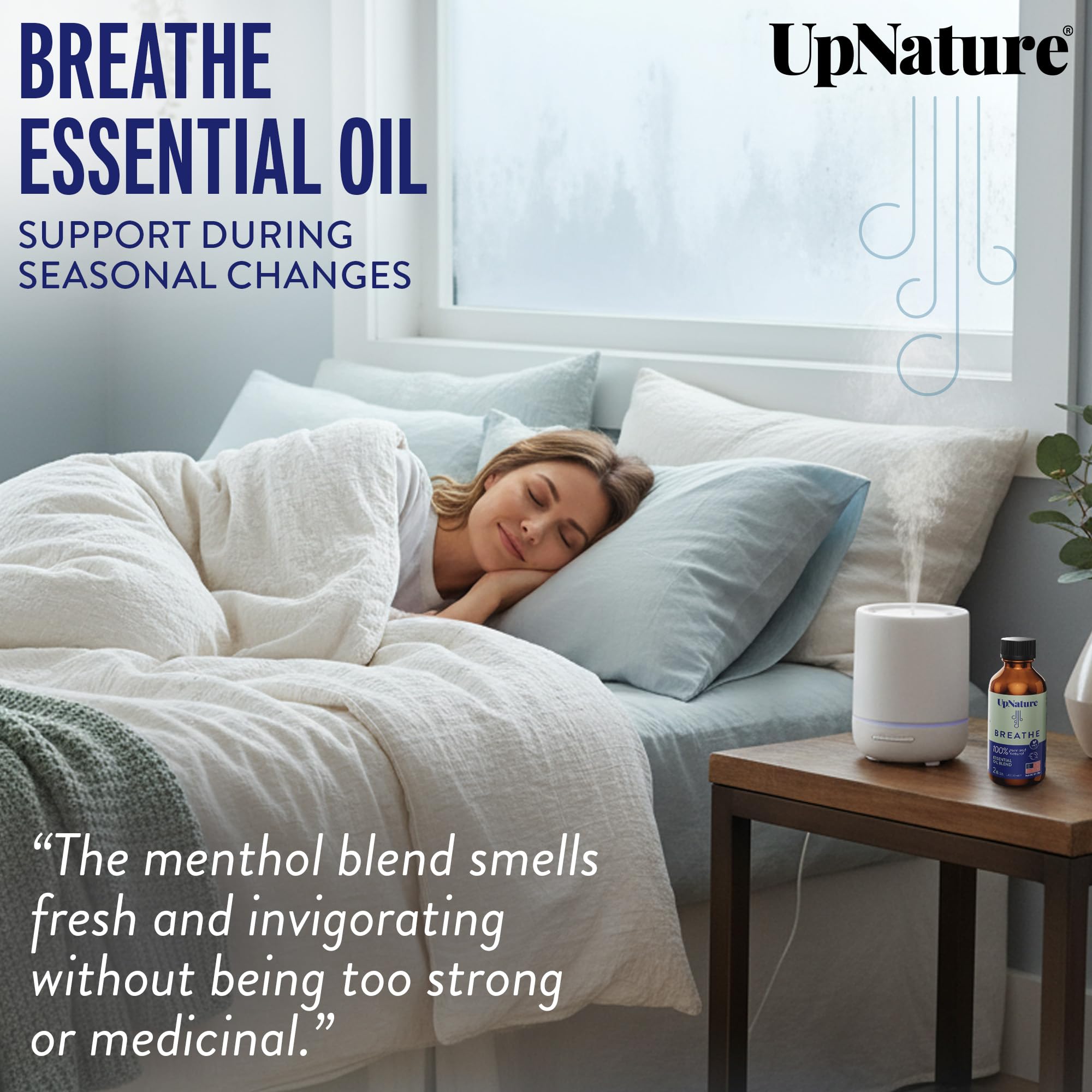 UpNature Breathe Essential Oils Blend (2oz) – Eucalyptus, Peppermint & Tea Tree for Diffusers