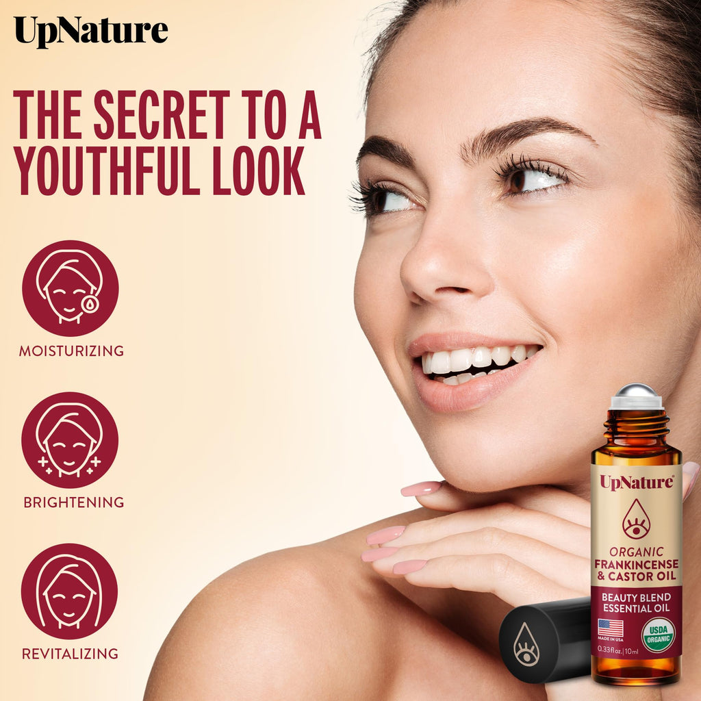 UpNature Organic Castor Oil & Frankincense Eye Roller – 100% Organic Face Care