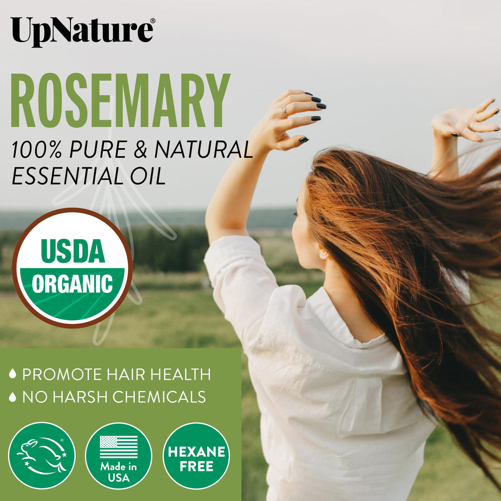 UpNature Organic Rosemary Oil - 100% Pure Rosemary Oil for Hair, Scalp & Skin - 2oz