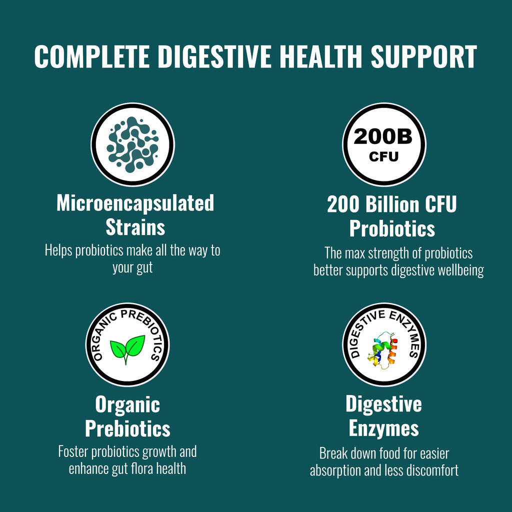 UpNourish Probiotics - 200 Billion CFUs for Men and Women, 15 Clinically Studied Strains, Prebiotics & Enzymes - 60 Vegan Capsules