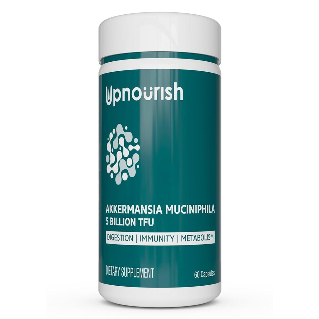 UpNourish Probiotics for GLP-1 Support – 5B TFU Akkermansia muciniphila, Digestive Health, Leaky Gut & Metabolic Wellness, 60 Capsules