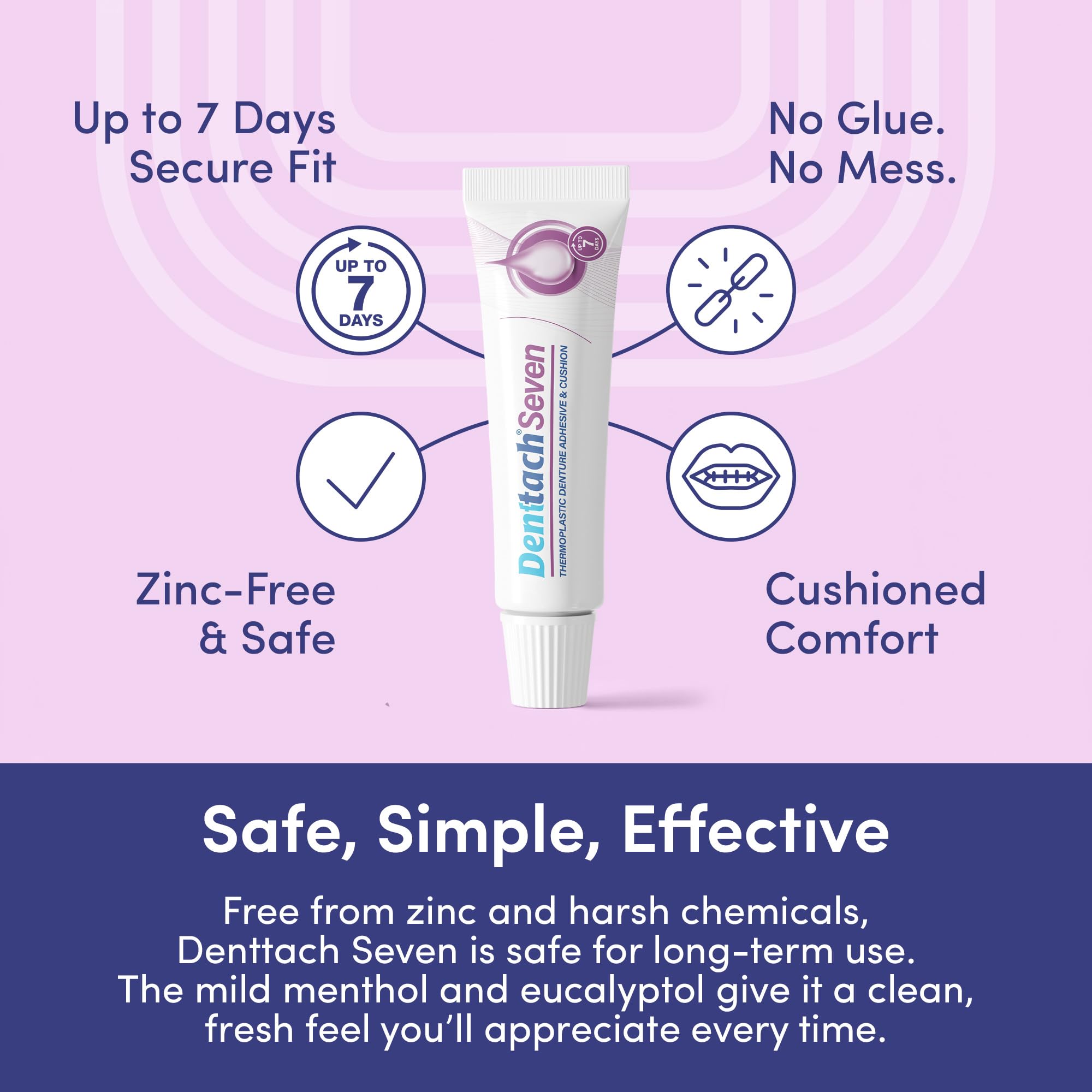 Denttach Seven Denture Adhesive - 7 Days Hold, Zinc-Free