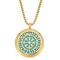 Upper Norse Vikings Amulet Diffuser Necklace – Gold Stainless Steel Locket for Aromatherapy