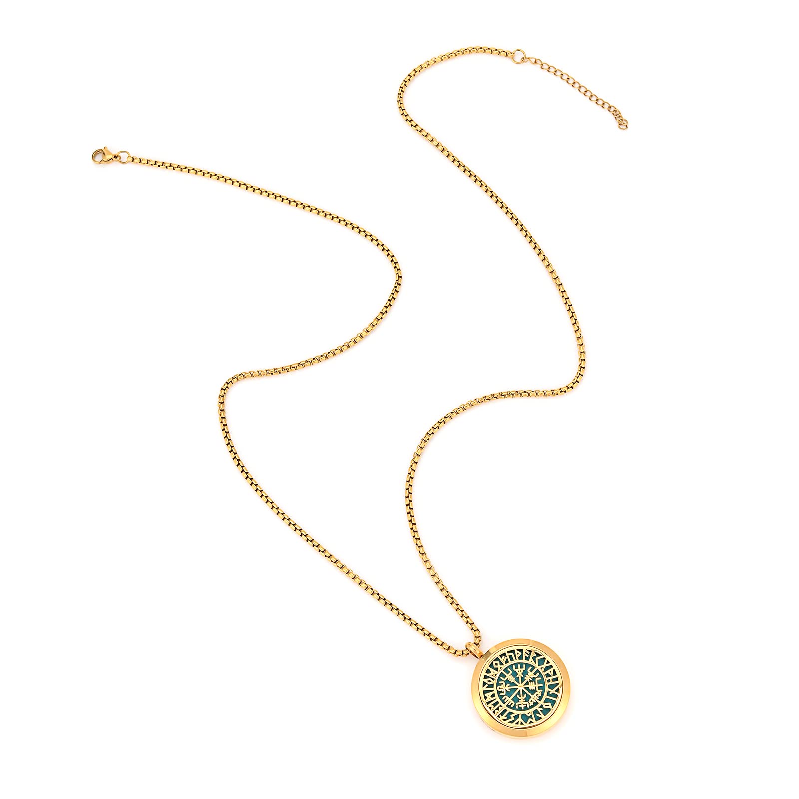 Upper Norse Vikings Amulet Diffuser Necklace – Gold Stainless Steel Locket for Aromatherapy