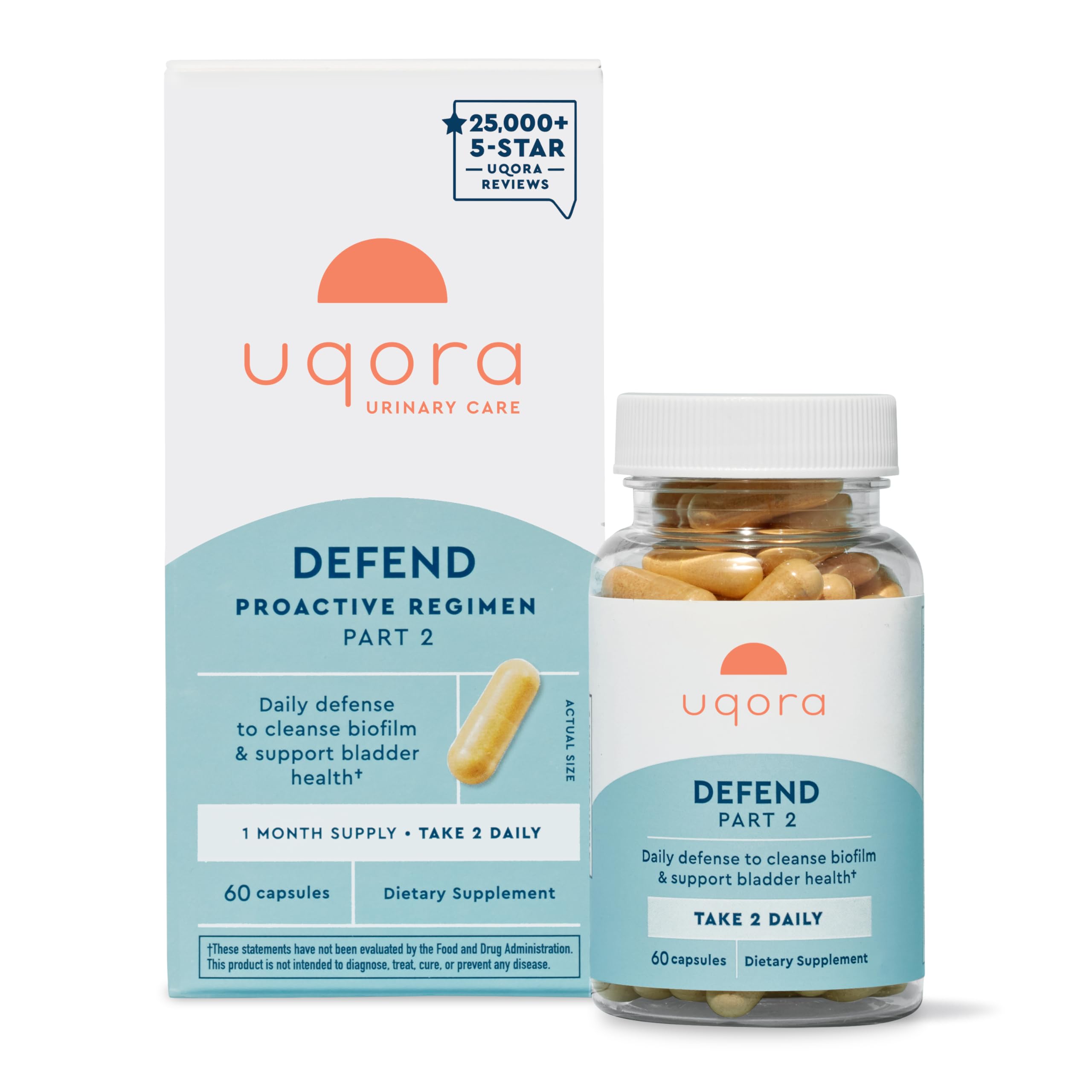 Uqora Defend Urinary Tract Health Supplement – Biofilm Cleansing & Bladder Support, Gluten-Free, 60 Capsules