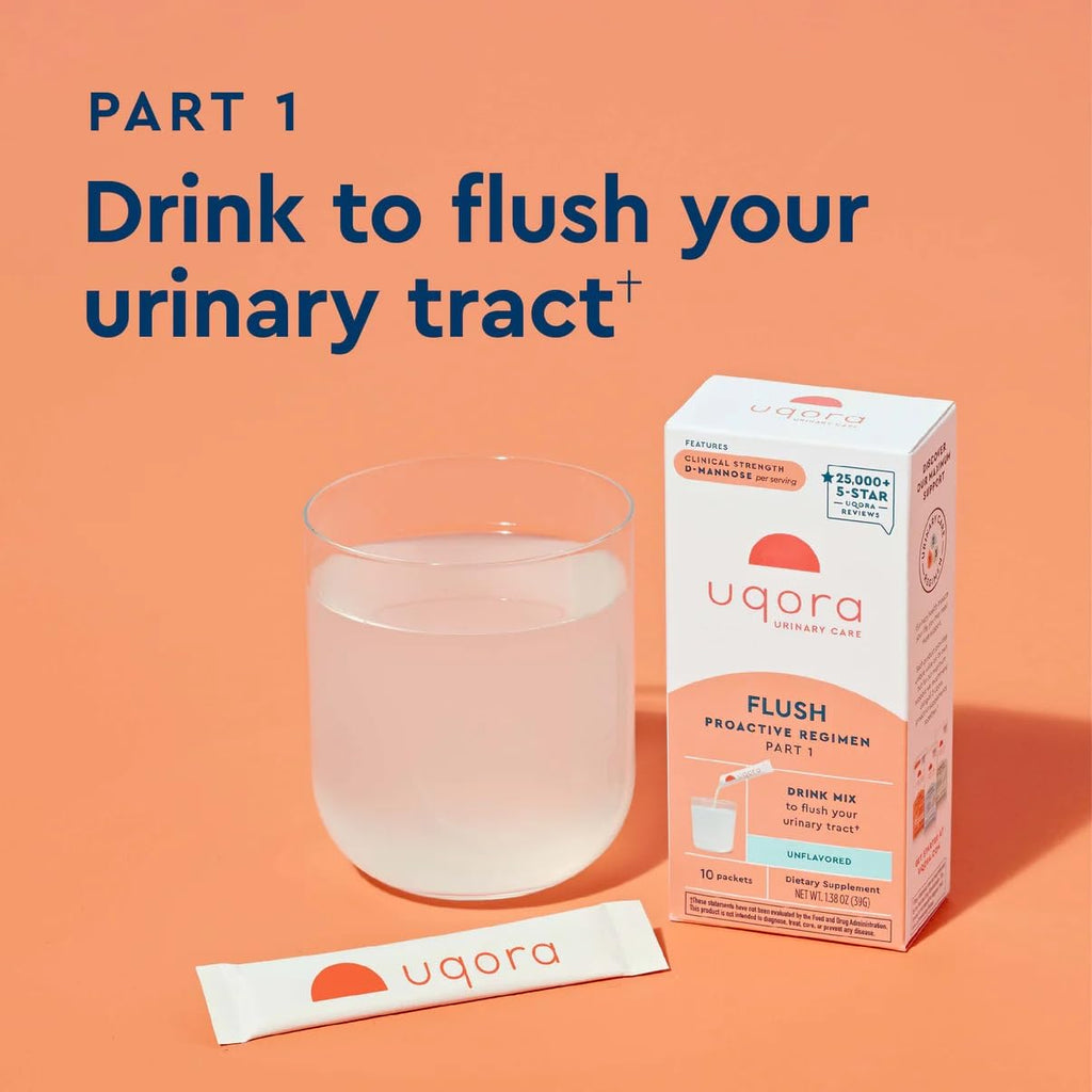 Uqora Flush - D-Mannose Urinary Health Drink Mix, 20 Packets (Unflavored) – Gluten-Free & Vegan