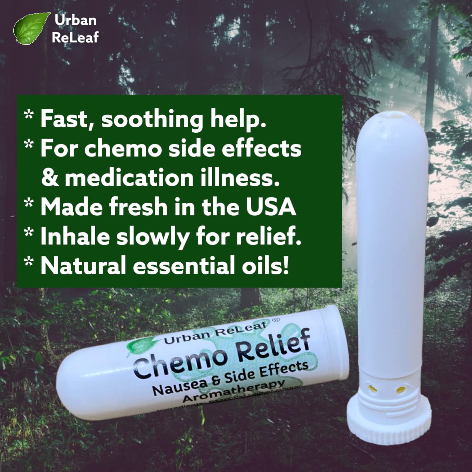 Urban ReLeaf Chemo Relief Aromatherapy Inhaler – 100% Natural Essential Oils (Drug-Free)