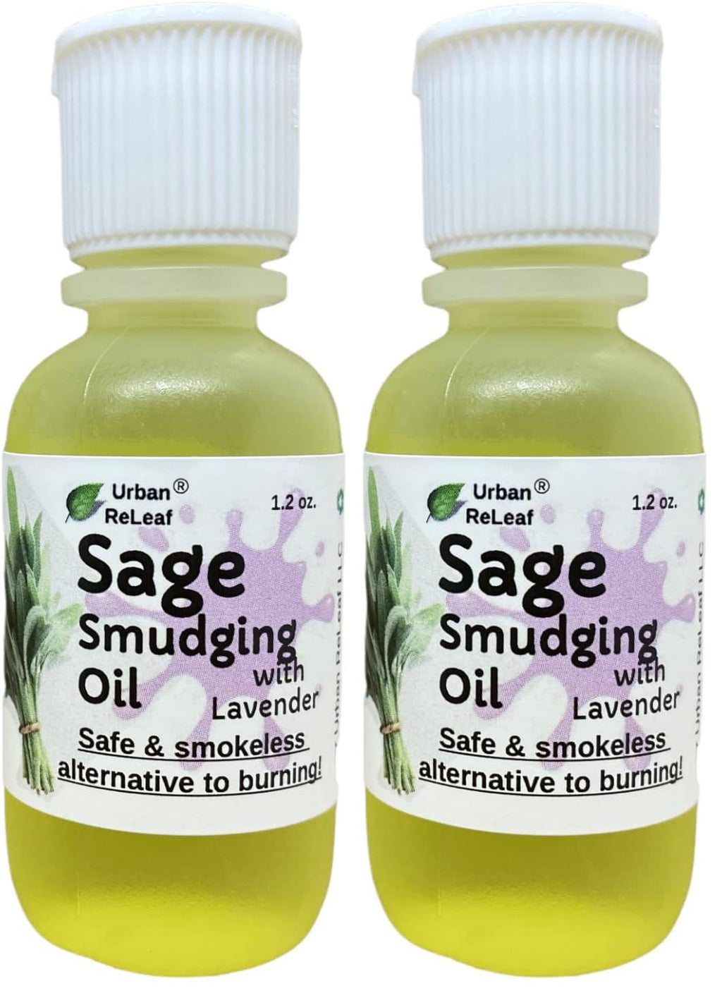 Urban ReLeaf Sage Smudging Oil with Lavender – Smokeless 1.2 oz (Pack of 2), Vegan, Made in USA