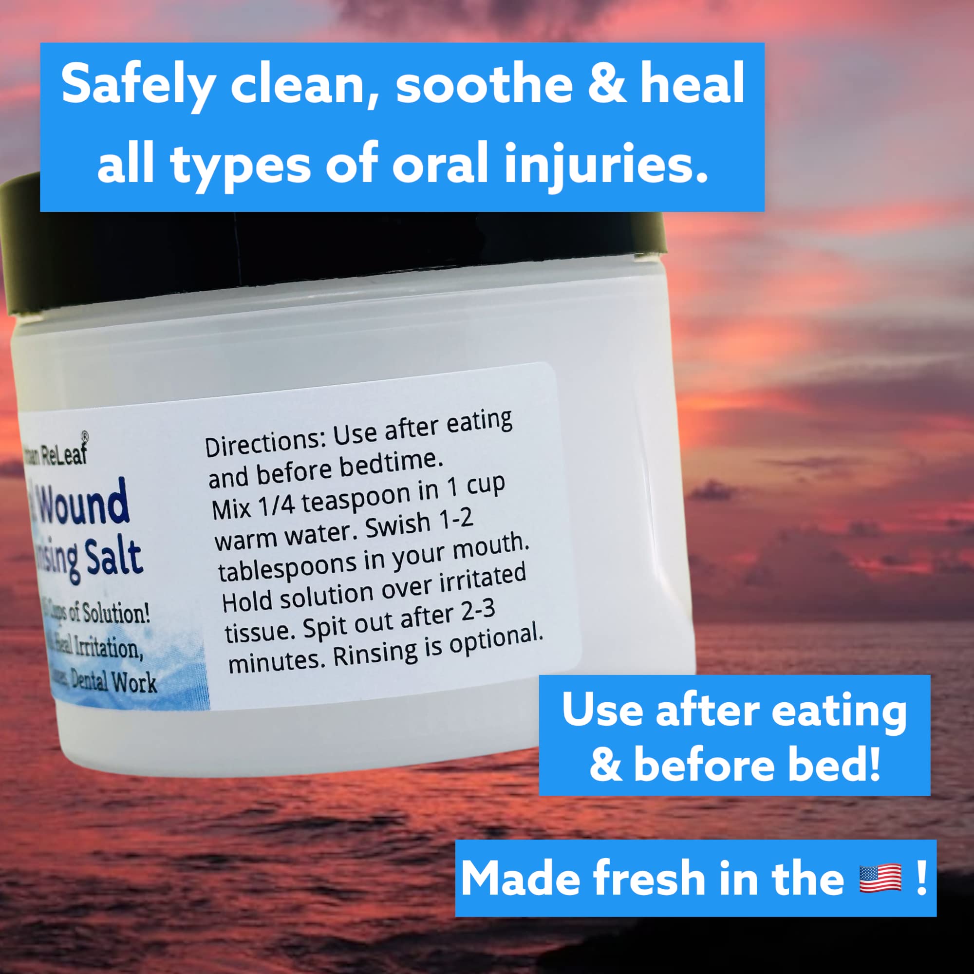 Urban ReLeaf Oral Wound Cleansing Salt – 3 oz, 45 Cups, Made in USA