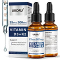 URDRU (2 Pack) Vitamin D3 K2 Liquid Drops – 2 Fl Oz | 1,000 IU D3 & 200 mcg K2 for Immune & Bone Health