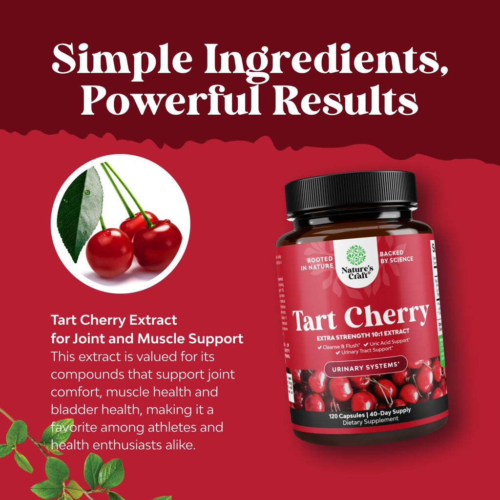 Advanced Tart Cherry Extract Capsules - 750mg | Uric Acid & Joint Support | 120 Count