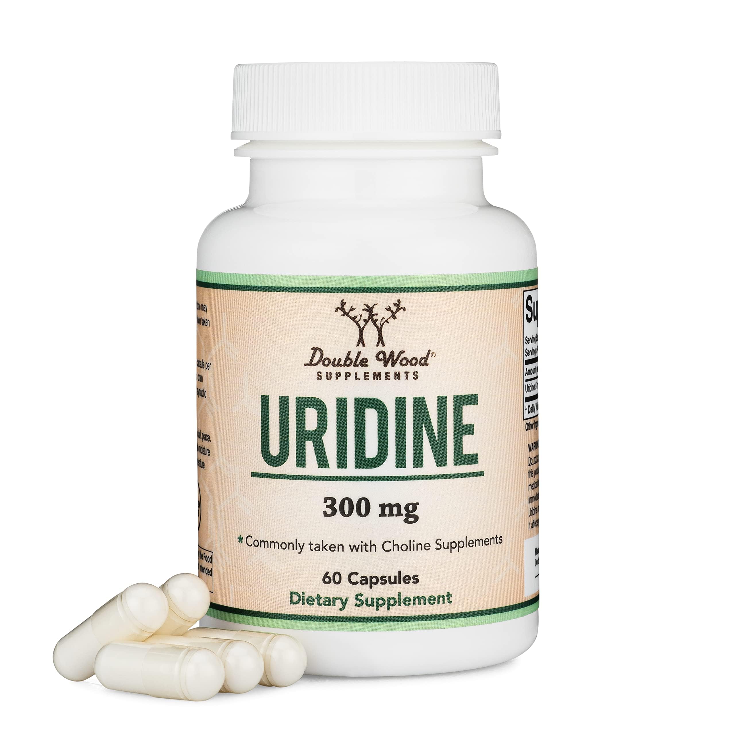 Uridine Monophosphate - Third Party Tested (300mg, 60 Capsules) Choline Synergy with Alpha GPC | Double Wood