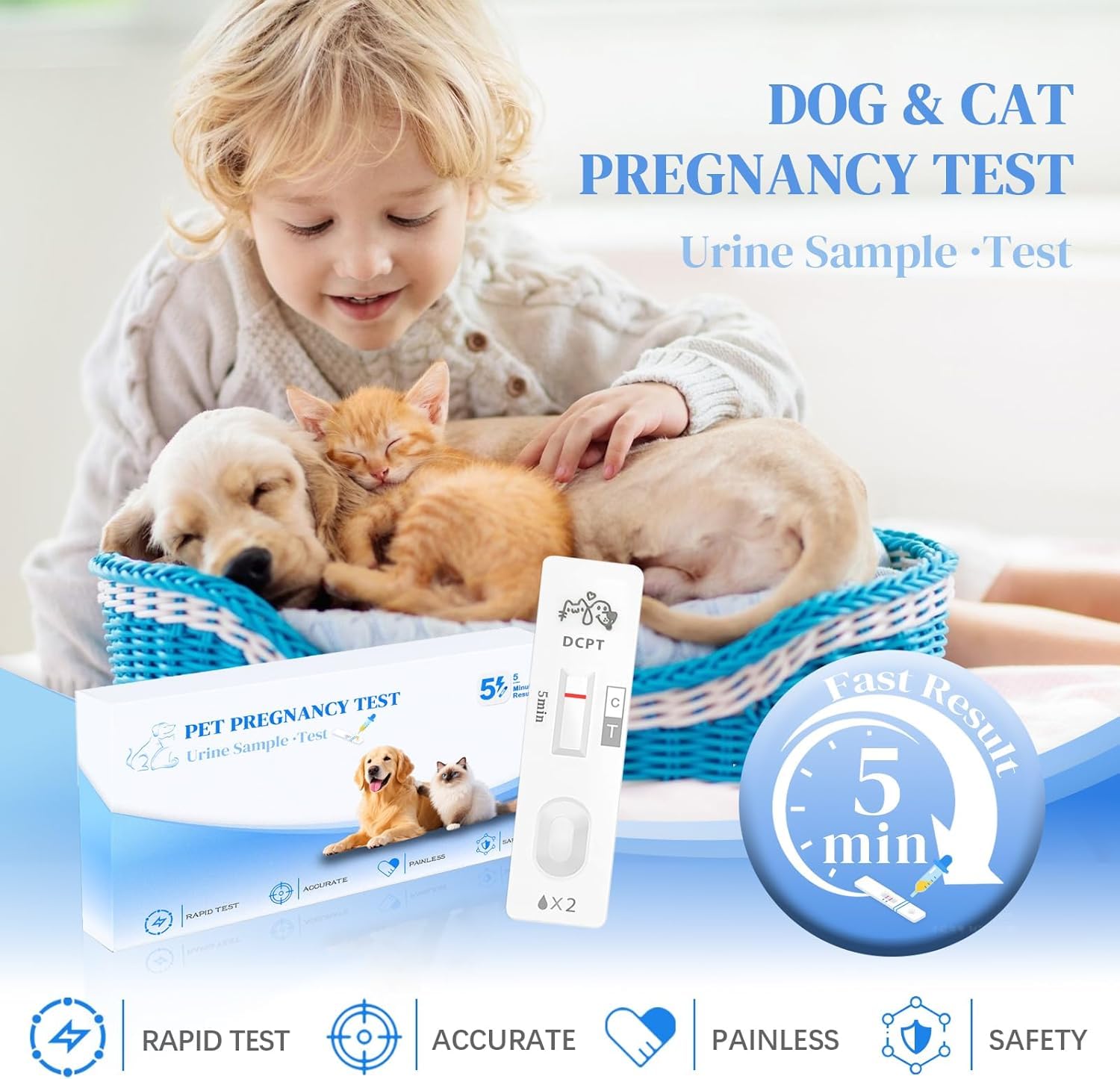 Dog and Cat Pregnancy Test Kit at Home – 5-Minute Urine Test, High Accuracy