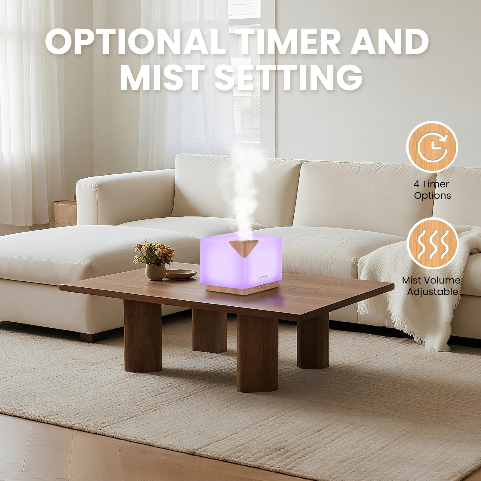 URPOWER 700ml Aromatherapy Diffuser – Ultrasonic Humidifier, 20+ Hours