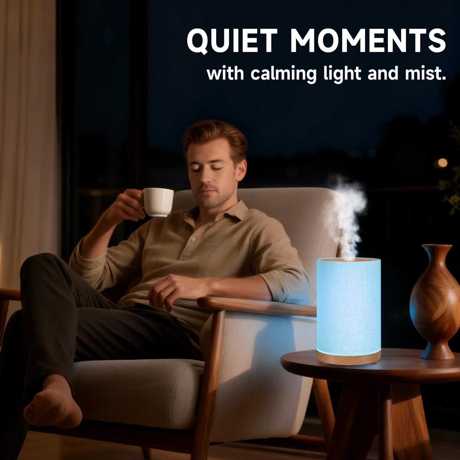 URPOWER 100ML Essential Oil Diffuser with Linen Cover – 7 Color Lights