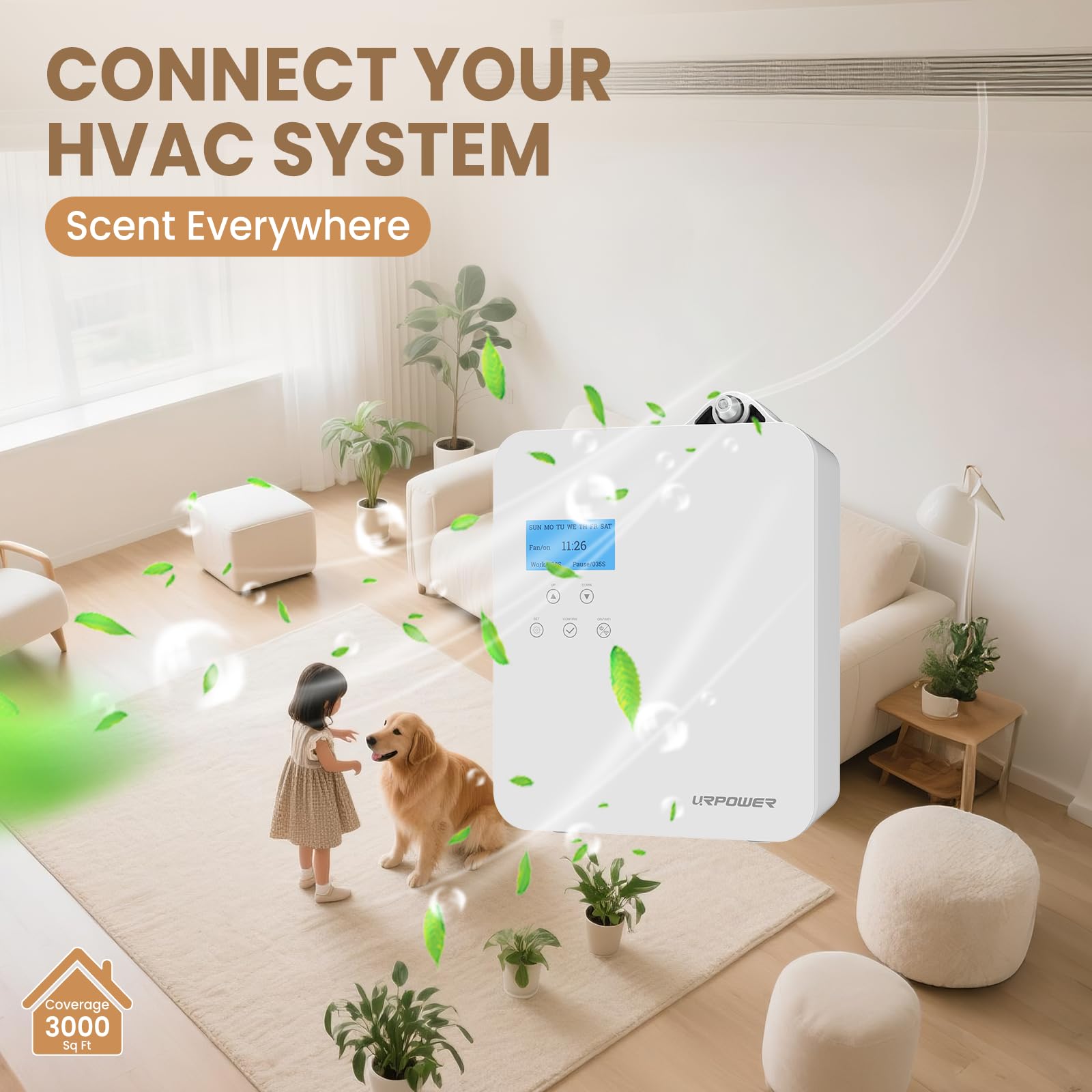 URPOWER Waterless Nebulizing Scent Diffuser 300ml – 3000 Sq Ft Coverage, Smart App