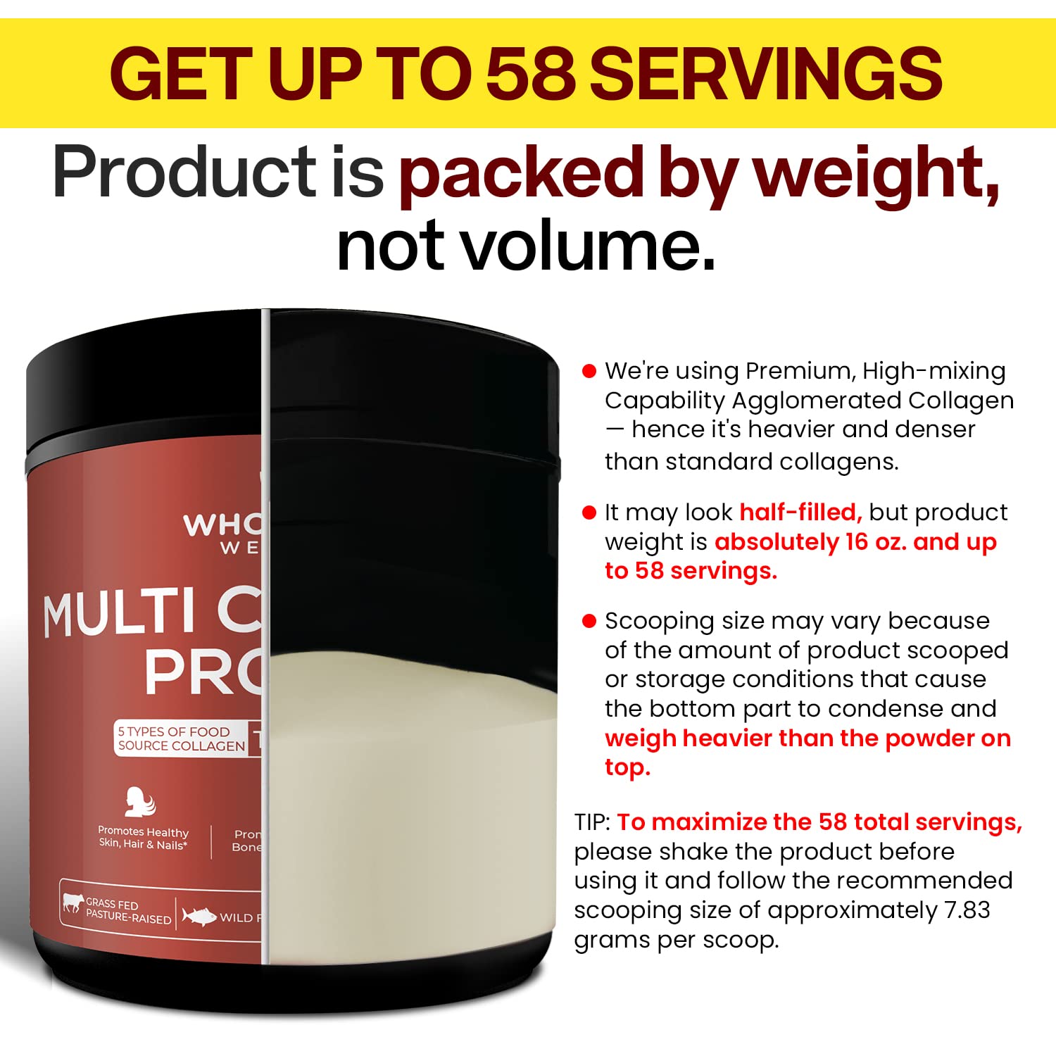 Wholesome Wellness Multi Collagen Powder – Grass-Fed Type I II III V X