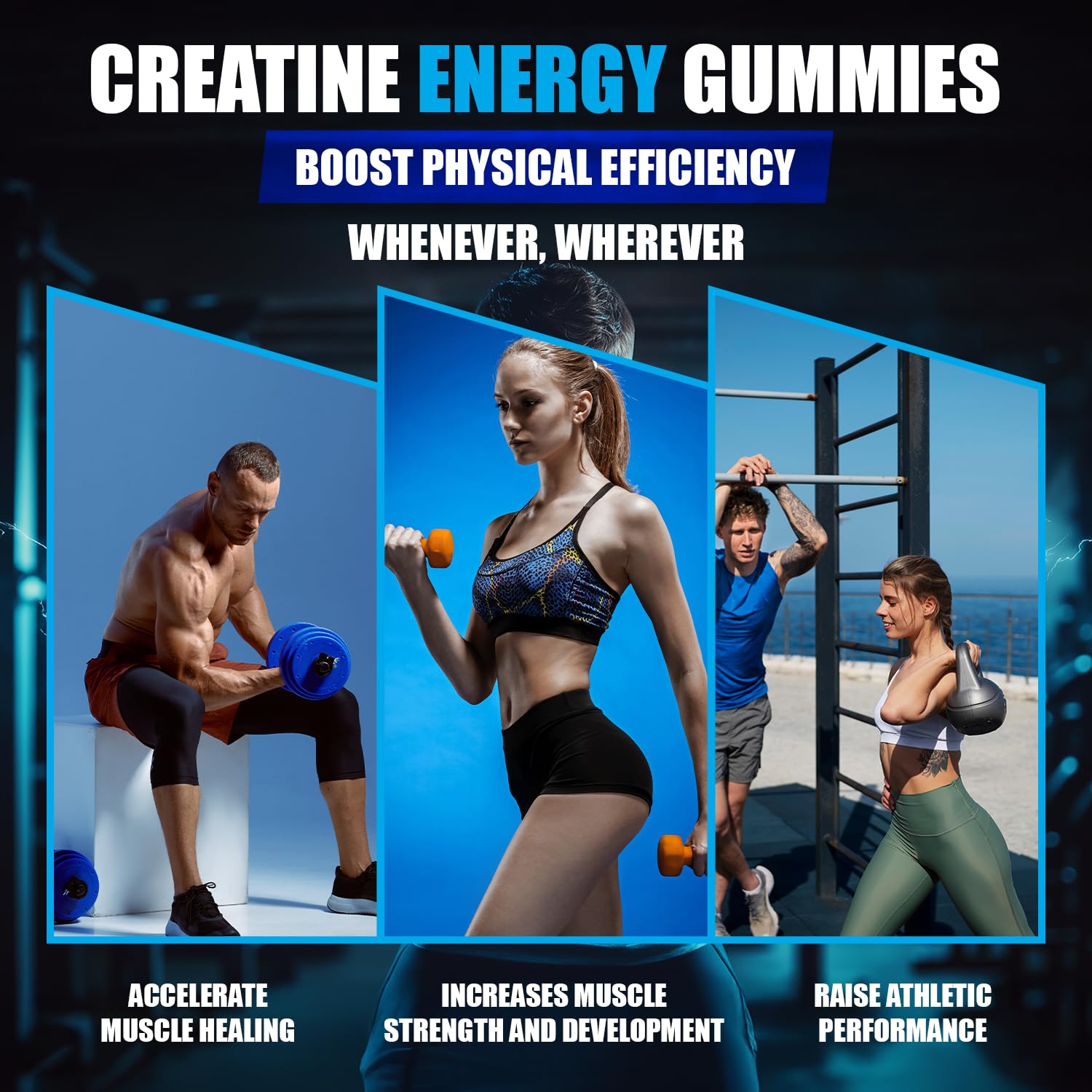 Creatine Monohydrate Gummies 5000mg – Vegan, Sugar-Free, Made in USA | 120 Gummies (30 Servings)
