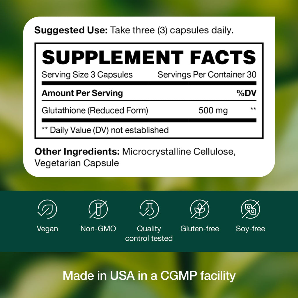 Glutathione Reduced Capsule | DNA Verified, Strongest Potency, Vegan & Non-GMO (Pack of 2)