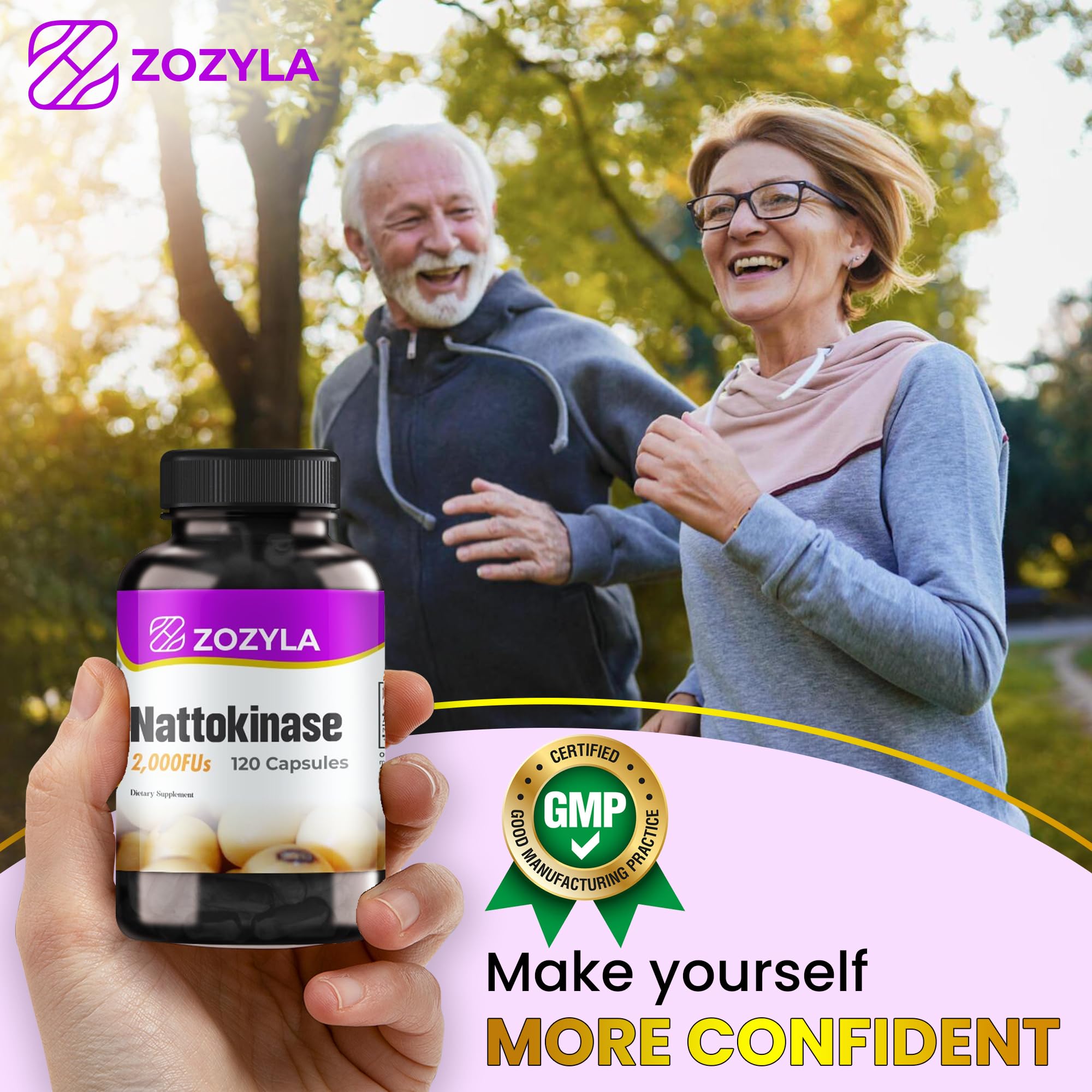 ZOZYLA Nattokinase 2000 FU Supplement – 120 Capsules – Natto Extract for Blood Flow – Non-GMO, Gluten Free, Vegan – Made in USA