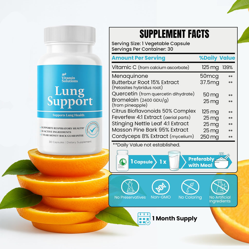 DR VITAMIN SOLUTIONS Lung Detox - 10-in-1 Lung Health Formula (30 Vegan Caps)