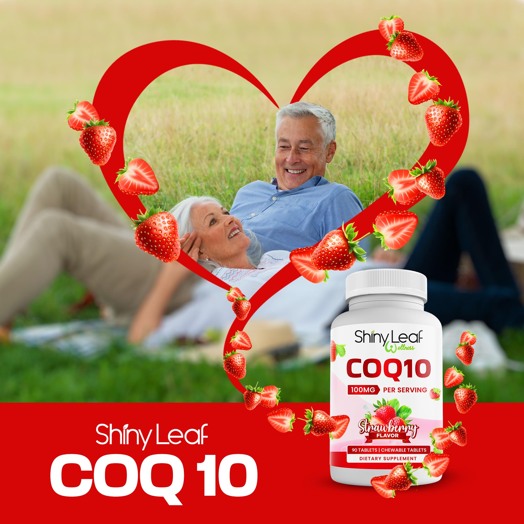 Shiny Leaf CoQ10 100mg Chewable – Heart Health & Energy, 90 Tabs, Made in USA