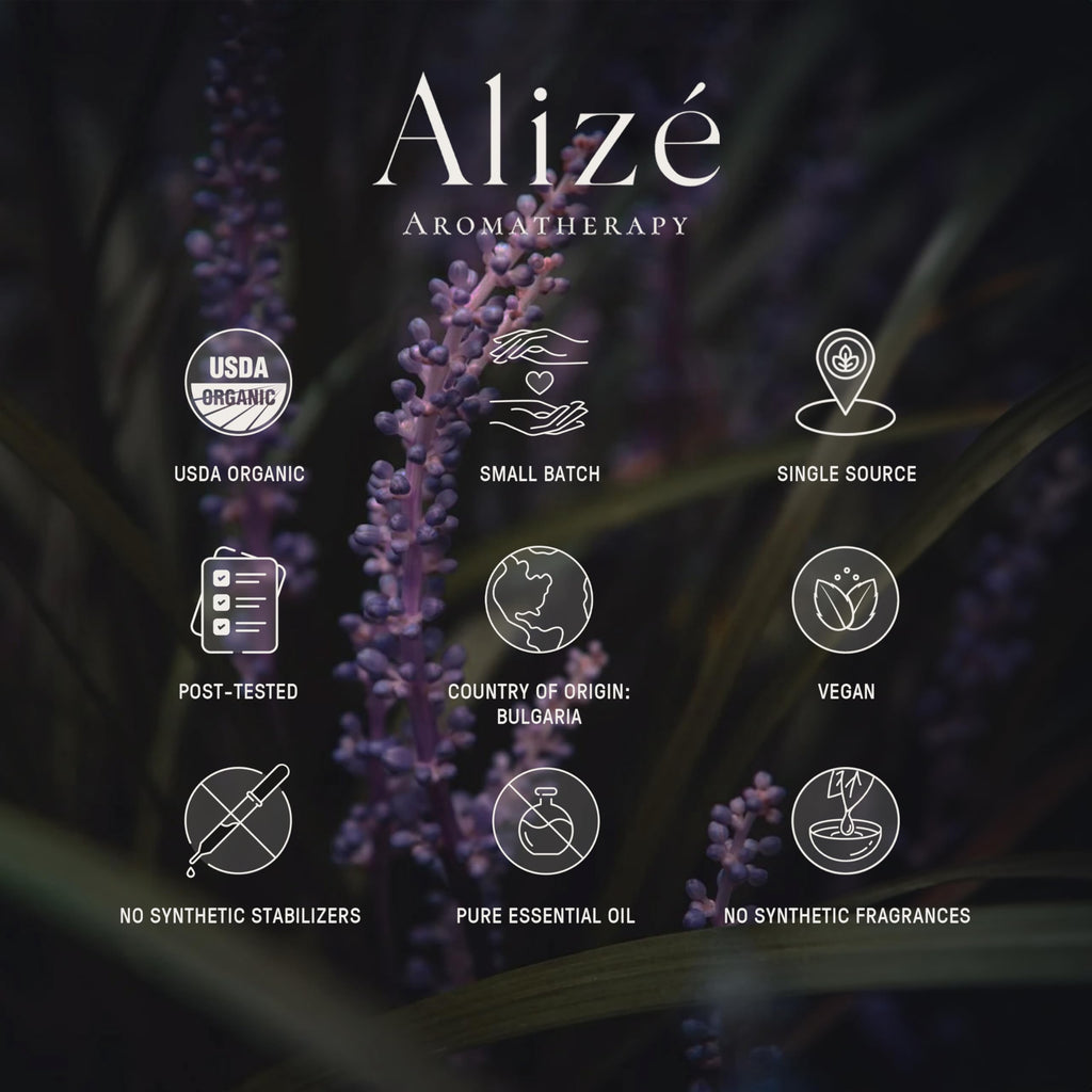Alizé Aromatherapy Lavender Essential Oil – 100% Organic, USDA Certified (10ml)