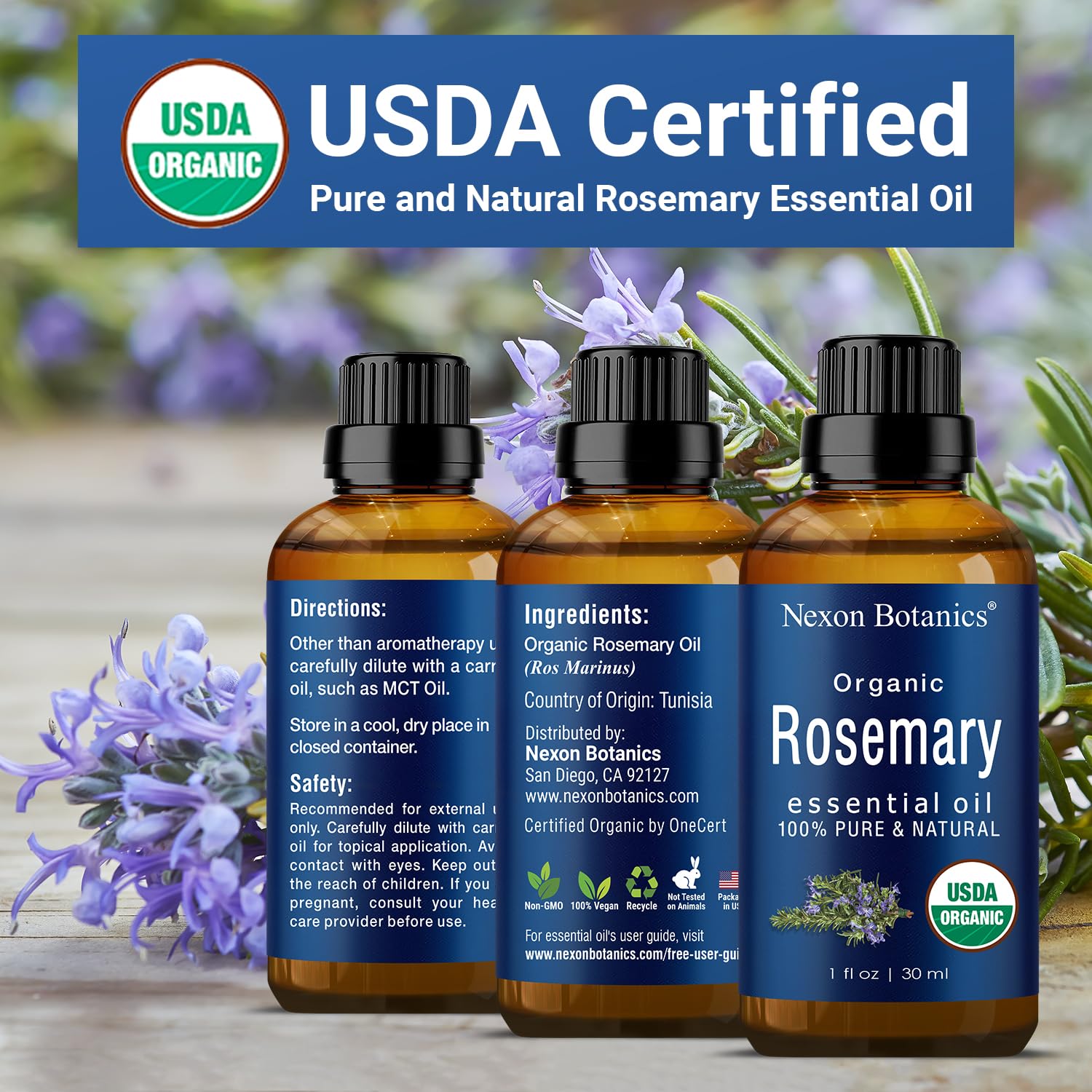 Organic Rosemary Essential Oil 30 ml – Nexon Botanics Pure Aromatherapy Oil