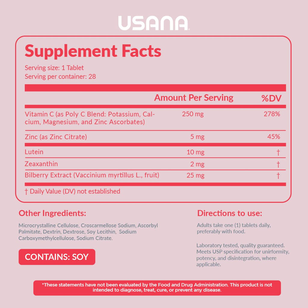 USANA Visionex DS with Lutein Zeaxanthin – Advanced Eye Health & Vision Support, 28 Tablets (28-Day Supply)